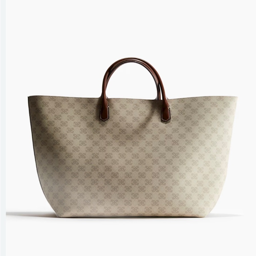 H&M Brown and Cream Tote Bag